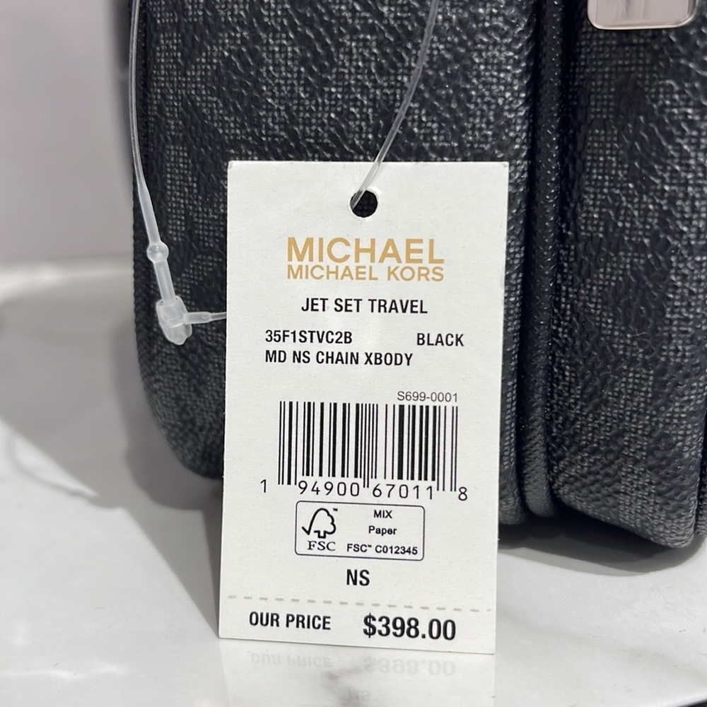 Michael Kors Women's Jet Set Travel Medium Logo Adult Crossbody Bag Black - Picture 3 of 16